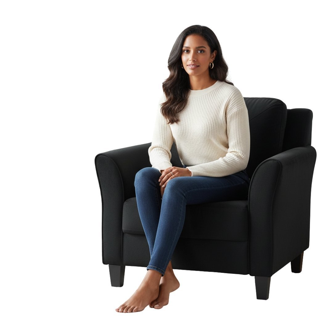 Modern Black Velvet Accent Armchair by Joevie - Image 2